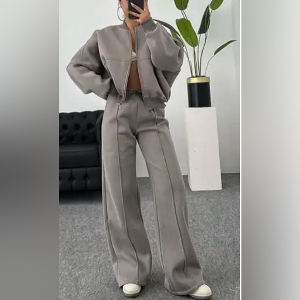 NEW Wide Leg khaki Women's sweatsuit